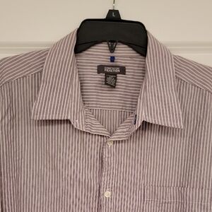 Kenneth Cole Reaction Men's Casual Striped Shirt - Purple and White
